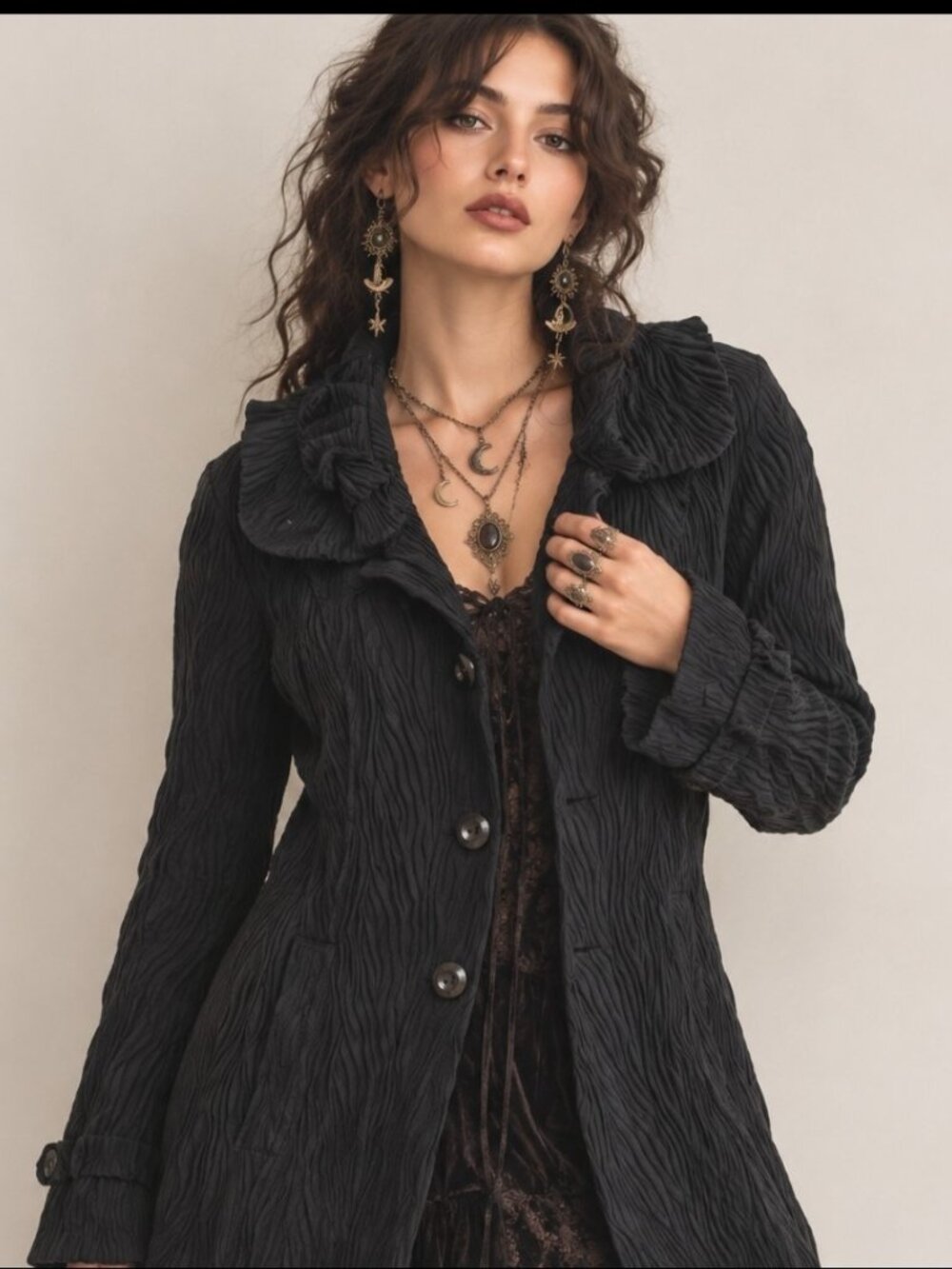Luii Black Coat Jacket Whimsigoth Fairy Grunge Dark Romantic Small